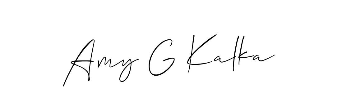 Create a beautiful signature design for name Amy G Kalka. With this signature (Allison_Script) fonts, you can make a handwritten signature for free. Amy G Kalka signature style 2 images and pictures png