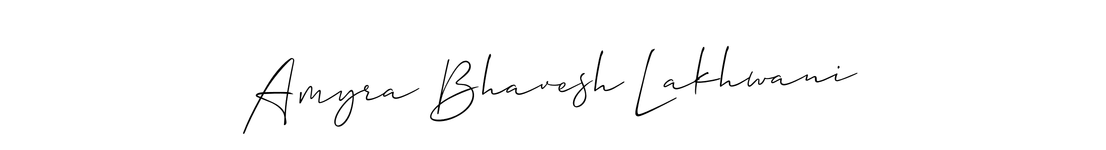 How to make Amyra Bhavesh Lakhwani name signature. Use Allison_Script style for creating short signs online. This is the latest handwritten sign. Amyra Bhavesh Lakhwani signature style 2 images and pictures png