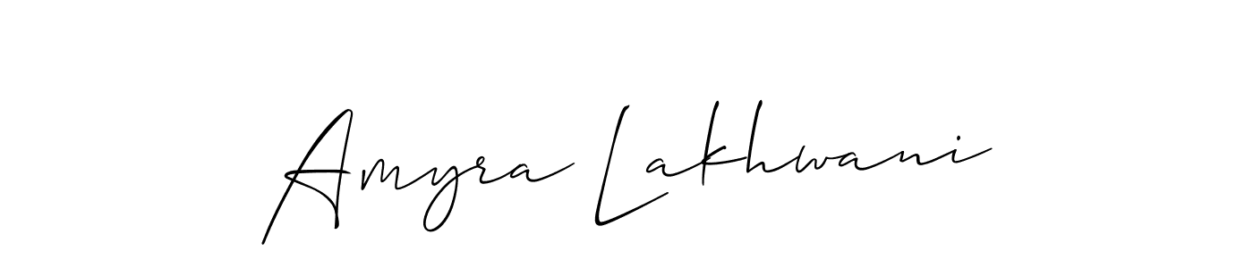 How to make Amyra Lakhwani name signature. Use Allison_Script style for creating short signs online. This is the latest handwritten sign. Amyra Lakhwani signature style 2 images and pictures png