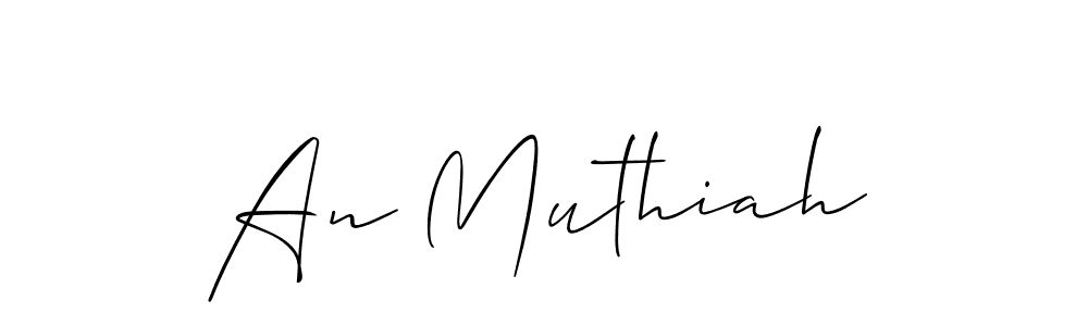 Make a beautiful signature design for name An Muthiah. With this signature (Allison_Script) style, you can create a handwritten signature for free. An Muthiah signature style 2 images and pictures png