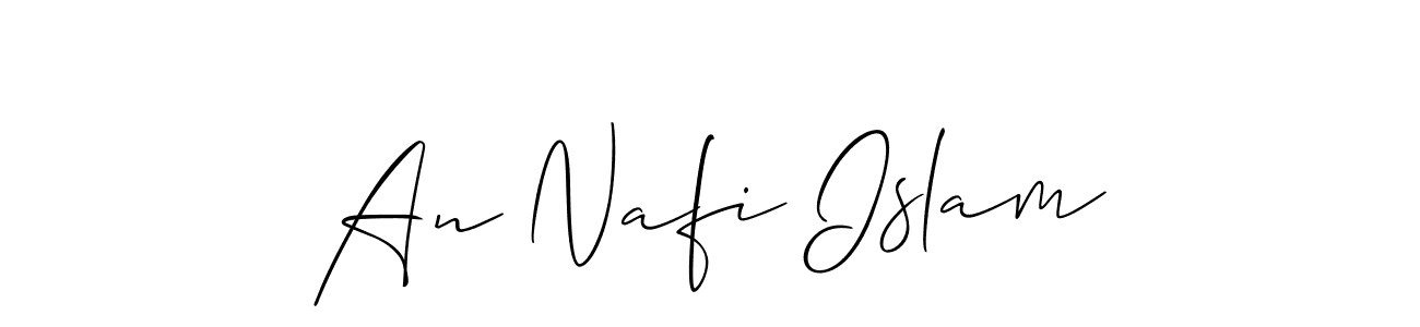 You should practise on your own different ways (Allison_Script) to write your name (An Nafi Islam) in signature. don't let someone else do it for you. An Nafi Islam signature style 2 images and pictures png