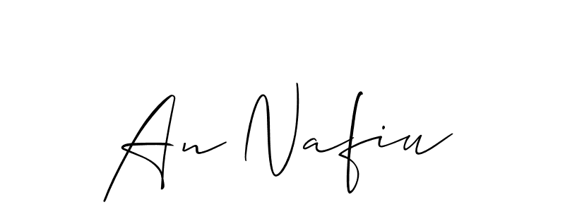 Use a signature maker to create a handwritten signature online. With this signature software, you can design (Allison_Script) your own signature for name An Nafiu. An Nafiu signature style 2 images and pictures png