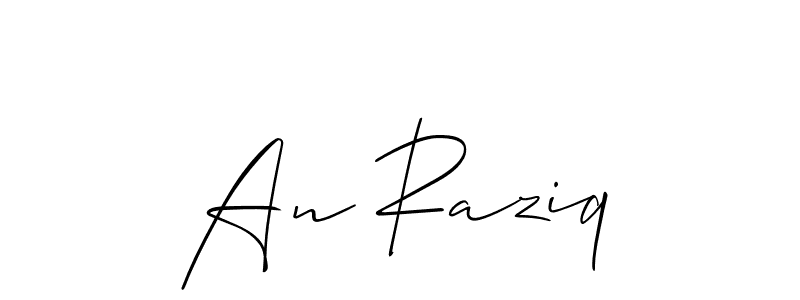if you are searching for the best signature style for your name An Raziq. so please give up your signature search. here we have designed multiple signature styles  using Allison_Script. An Raziq signature style 2 images and pictures png