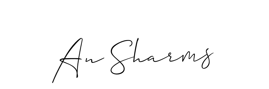 Similarly Allison_Script is the best handwritten signature design. Signature creator online .You can use it as an online autograph creator for name An Sharms. An Sharms signature style 2 images and pictures png