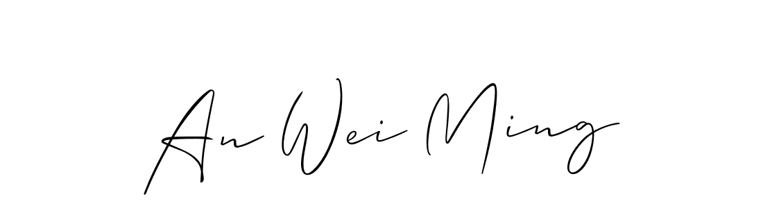 Create a beautiful signature design for name An Wei Ming. With this signature (Allison_Script) fonts, you can make a handwritten signature for free. An Wei Ming signature style 2 images and pictures png