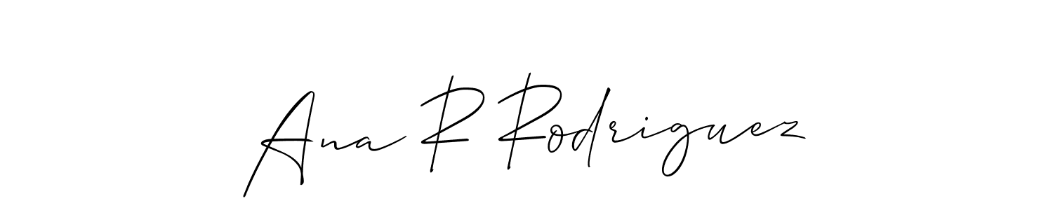 How to make Ana R Rodriguez name signature. Use Allison_Script style for creating short signs online. This is the latest handwritten sign. Ana R Rodriguez signature style 2 images and pictures png
