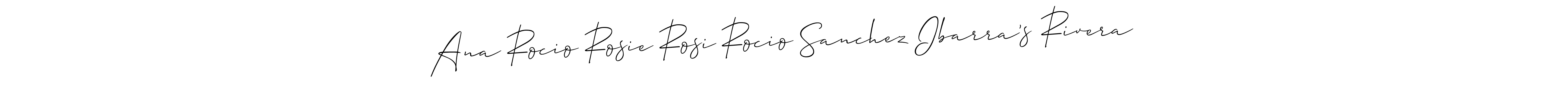 Make a short Ana Rocio Rosie Rosi Rocio Sanchez Ibarra’s Rivera signature style. Manage your documents anywhere anytime using Allison_Script. Create and add eSignatures, submit forms, share and send files easily. Ana Rocio Rosie Rosi Rocio Sanchez Ibarra’s Rivera signature style 2 images and pictures png