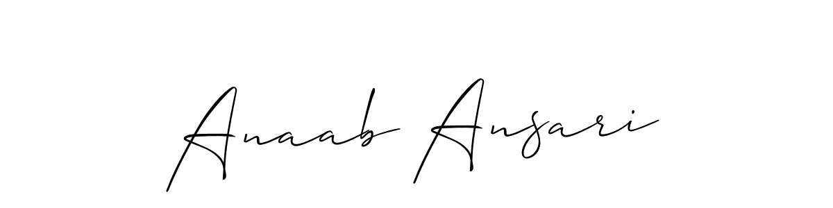 Make a beautiful signature design for name Anaab Ansari. With this signature (Allison_Script) style, you can create a handwritten signature for free. Anaab Ansari signature style 2 images and pictures png