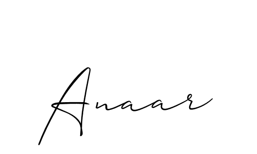 Use a signature maker to create a handwritten signature online. With this signature software, you can design (Allison_Script) your own signature for name Anaar. Anaar signature style 2 images and pictures png