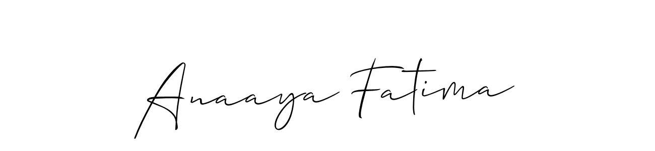 How to make Anaaya Fatima name signature. Use Allison_Script style for creating short signs online. This is the latest handwritten sign. Anaaya Fatima signature style 2 images and pictures png