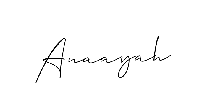 Make a beautiful signature design for name Anaayah. With this signature (Allison_Script) style, you can create a handwritten signature for free. Anaayah signature style 2 images and pictures png
