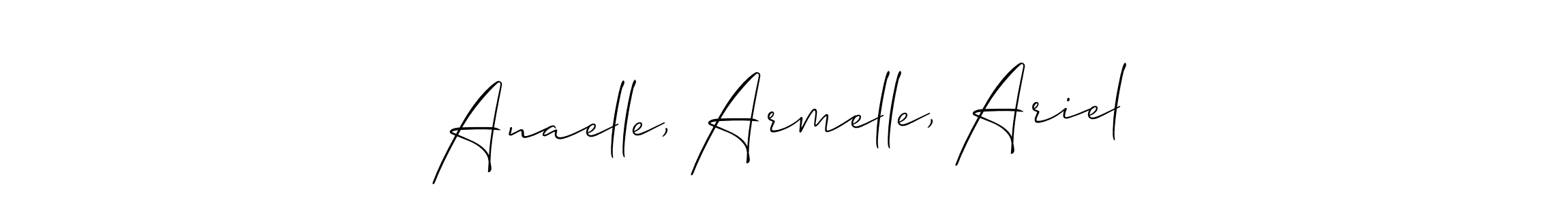 How to make Anaelle, Armelle, Ariel signature? Allison_Script is a professional autograph style. Create handwritten signature for Anaelle, Armelle, Ariel name. Anaelle, Armelle, Ariel signature style 2 images and pictures png