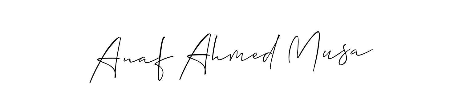 You should practise on your own different ways (Allison_Script) to write your name (Anaf Ahmed Musa) in signature. don't let someone else do it for you. Anaf Ahmed Musa signature style 2 images and pictures png