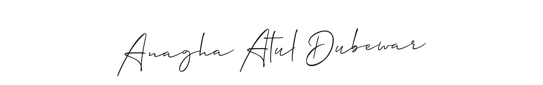 Also we have Anagha Atul Dubewar name is the best signature style. Create professional handwritten signature collection using Allison_Script autograph style. Anagha Atul Dubewar signature style 2 images and pictures png