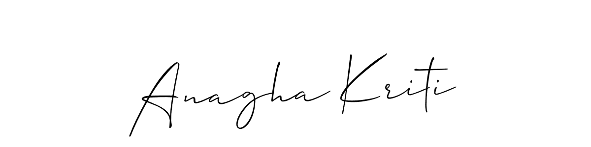 The best way (Allison_Script) to make a short signature is to pick only two or three words in your name. The name Anagha Kriti include a total of six letters. For converting this name. Anagha Kriti signature style 2 images and pictures png