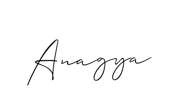 How to make Anagya signature? Allison_Script is a professional autograph style. Create handwritten signature for Anagya name. Anagya signature style 2 images and pictures png
