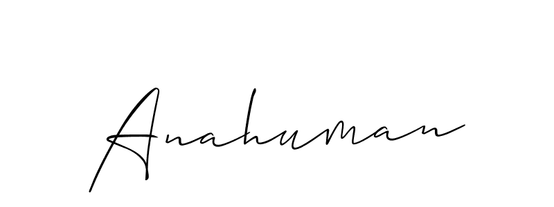 How to make Anahuman name signature. Use Allison_Script style for creating short signs online. This is the latest handwritten sign. Anahuman signature style 2 images and pictures png