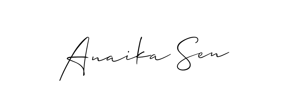 Use a signature maker to create a handwritten signature online. With this signature software, you can design (Allison_Script) your own signature for name Anaika Sen. Anaika Sen signature style 2 images and pictures png