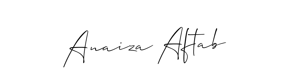 The best way (Allison_Script) to make a short signature is to pick only two or three words in your name. The name Anaiza Aftab include a total of six letters. For converting this name. Anaiza Aftab signature style 2 images and pictures png