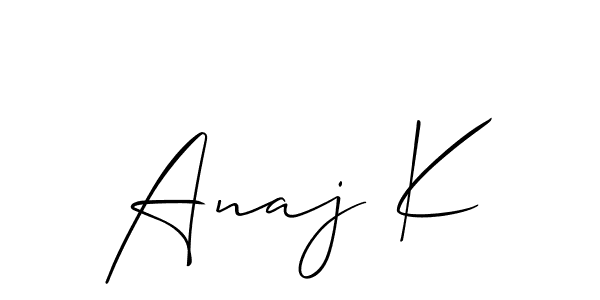 Create a beautiful signature design for name Anaj K. With this signature (Allison_Script) fonts, you can make a handwritten signature for free. Anaj K signature style 2 images and pictures png