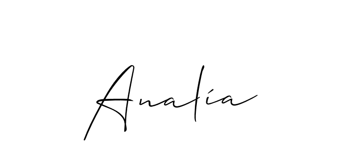 You should practise on your own different ways (Allison_Script) to write your name (Analía) in signature. don't let someone else do it for you. Analía signature style 2 images and pictures png