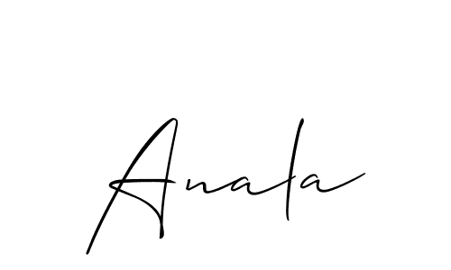 Use a signature maker to create a handwritten signature online. With this signature software, you can design (Allison_Script) your own signature for name Anala. Anala signature style 2 images and pictures png