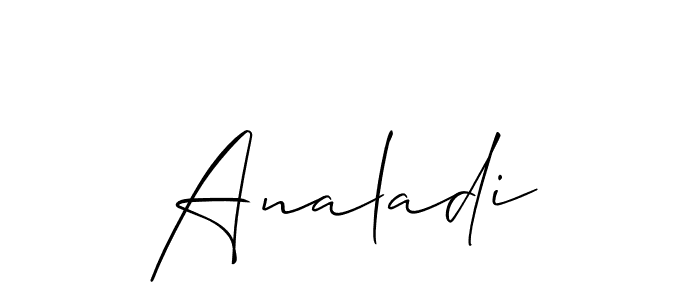 You can use this online signature creator to create a handwritten signature for the name Analadi. This is the best online autograph maker. Analadi signature style 2 images and pictures png