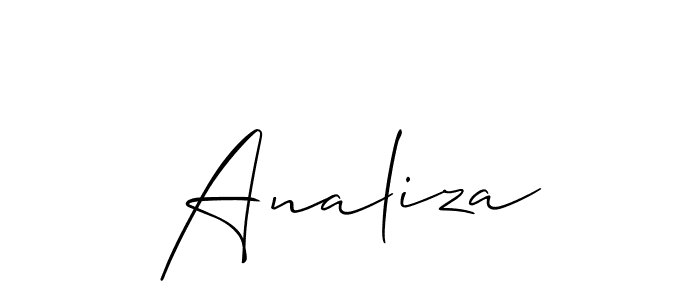 Use a signature maker to create a handwritten signature online. With this signature software, you can design (Allison_Script) your own signature for name Analiza. Analiza signature style 2 images and pictures png