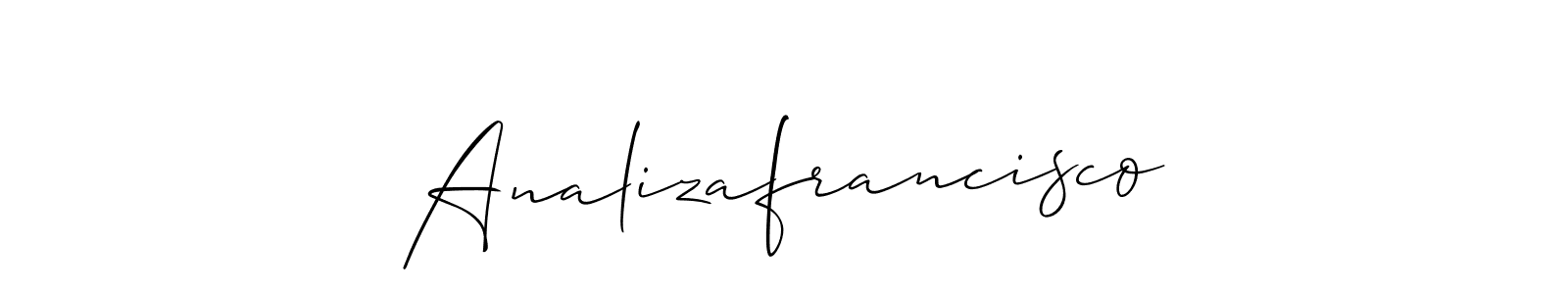 Also You can easily find your signature by using the search form. We will create Analizafrancisco name handwritten signature images for you free of cost using Allison_Script sign style. Analizafrancisco signature style 2 images and pictures png