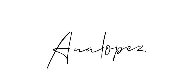 You should practise on your own different ways (Allison_Script) to write your name (Analopez) in signature. don't let someone else do it for you. Analopez signature style 2 images and pictures png