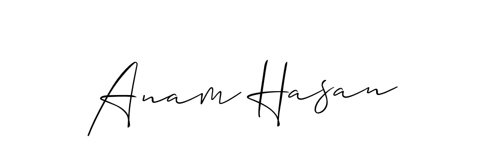 You should practise on your own different ways (Allison_Script) to write your name (Anam Hasan) in signature. don't let someone else do it for you. Anam Hasan signature style 2 images and pictures png