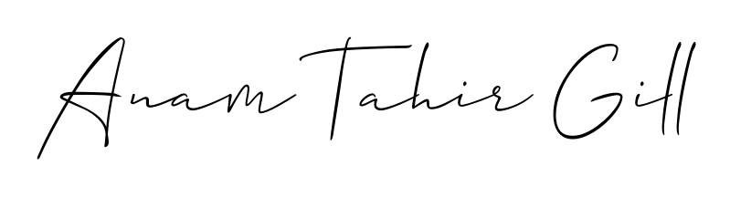 Create an unforgettable impression when signing with Anam Tahir Gill name styled in Allison_Script typography. 100% free online generator. Anam Tahir Gill signature style 2 images and pictures png