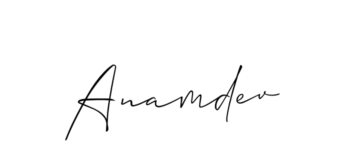 Design your own signature with our free online signature maker. With this signature software, you can create a handwritten (Allison_Script) signature for name Anamdev. Anamdev signature style 2 images and pictures png