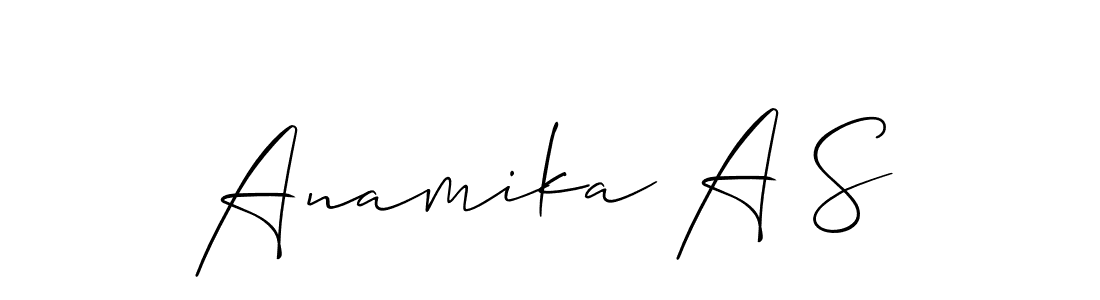 How to make Anamika A S signature? Allison_Script is a professional autograph style. Create handwritten signature for Anamika A S name. Anamika A S signature style 2 images and pictures png