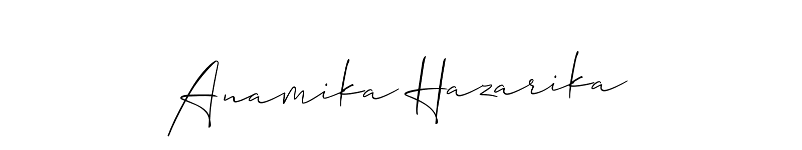 How to make Anamika Hazarika name signature. Use Allison_Script style for creating short signs online. This is the latest handwritten sign. Anamika Hazarika signature style 2 images and pictures png