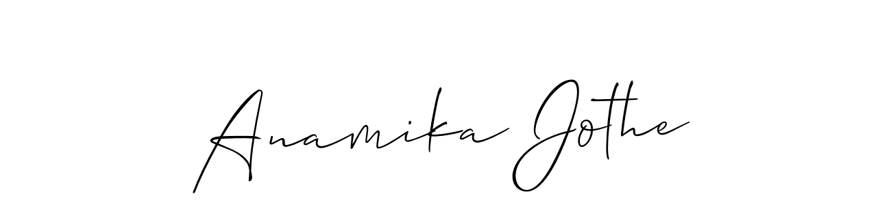 The best way (Allison_Script) to make a short signature is to pick only two or three words in your name. The name Anamika Jothe include a total of six letters. For converting this name. Anamika Jothe signature style 2 images and pictures png