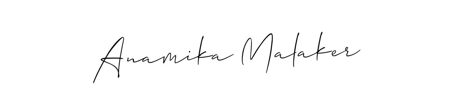 This is the best signature style for the Anamika Malaker name. Also you like these signature font (Allison_Script). Mix name signature. Anamika Malaker signature style 2 images and pictures png