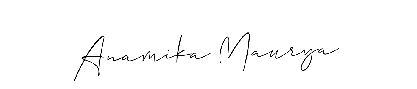 Allison_Script is a professional signature style that is perfect for those who want to add a touch of class to their signature. It is also a great choice for those who want to make their signature more unique. Get Anamika Maurya name to fancy signature for free. Anamika Maurya signature style 2 images and pictures png