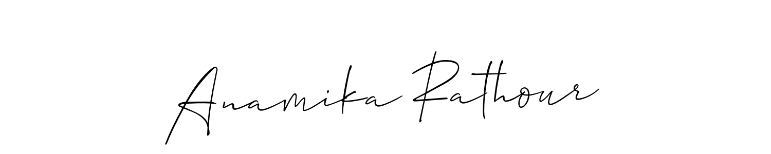 Make a short Anamika Rathour signature style. Manage your documents anywhere anytime using Allison_Script. Create and add eSignatures, submit forms, share and send files easily. Anamika Rathour signature style 2 images and pictures png