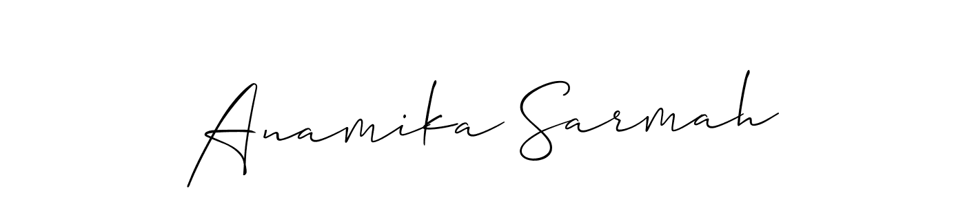 Make a beautiful signature design for name Anamika Sarmah. With this signature (Allison_Script) style, you can create a handwritten signature for free. Anamika Sarmah signature style 2 images and pictures png