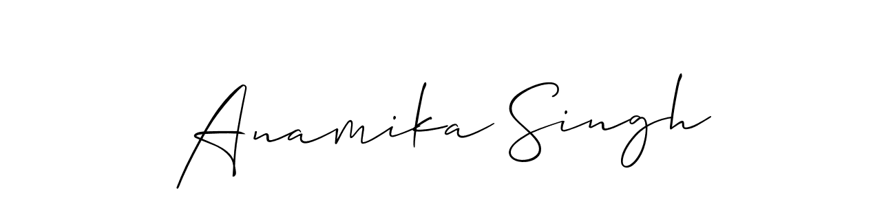 The best way (Allison_Script) to make a short signature is to pick only two or three words in your name. The name Anamika Singh include a total of six letters. For converting this name. Anamika Singh signature style 2 images and pictures png