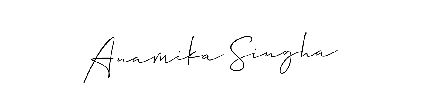 Also You can easily find your signature by using the search form. We will create Anamika Singha name handwritten signature images for you free of cost using Allison_Script sign style. Anamika Singha signature style 2 images and pictures png