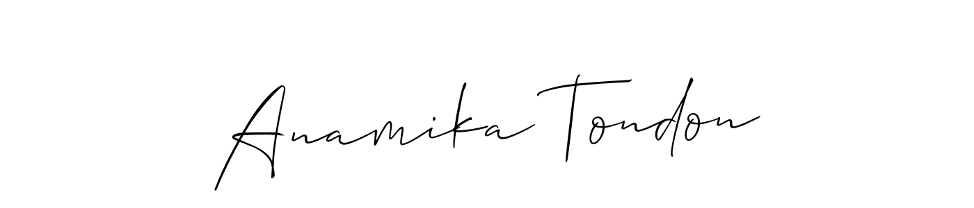 You should practise on your own different ways (Allison_Script) to write your name (Anamika Tondon) in signature. don't let someone else do it for you. Anamika Tondon signature style 2 images and pictures png