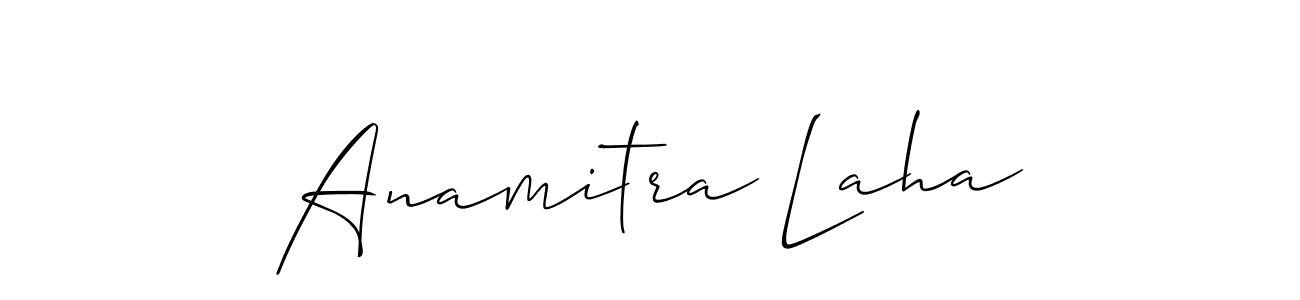 How to make Anamitra Laha name signature. Use Allison_Script style for creating short signs online. This is the latest handwritten sign. Anamitra Laha signature style 2 images and pictures png