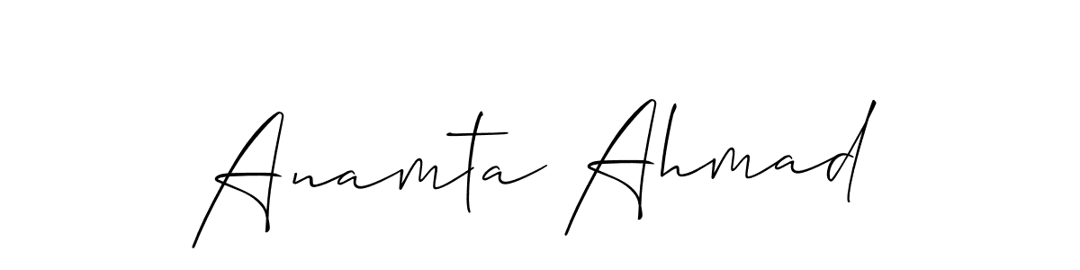Make a short Anamta Ahmad signature style. Manage your documents anywhere anytime using Allison_Script. Create and add eSignatures, submit forms, share and send files easily. Anamta Ahmad signature style 2 images and pictures png