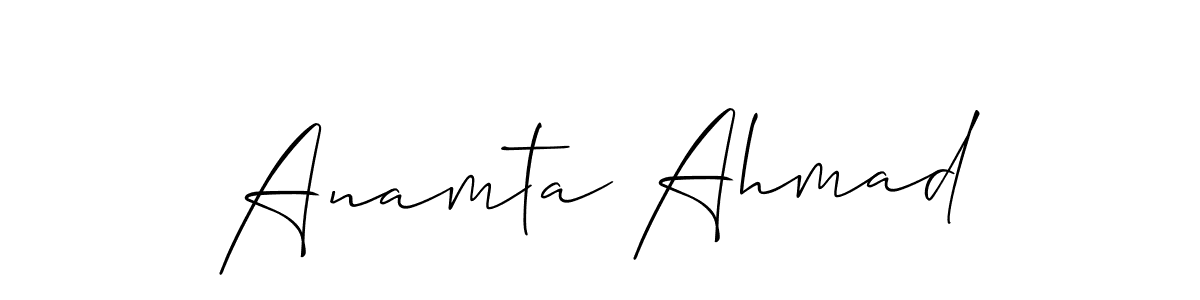 Also You can easily find your signature by using the search form. We will create Anamta Ahmad name handwritten signature images for you free of cost using Allison_Script sign style. Anamta Ahmad signature style 2 images and pictures png