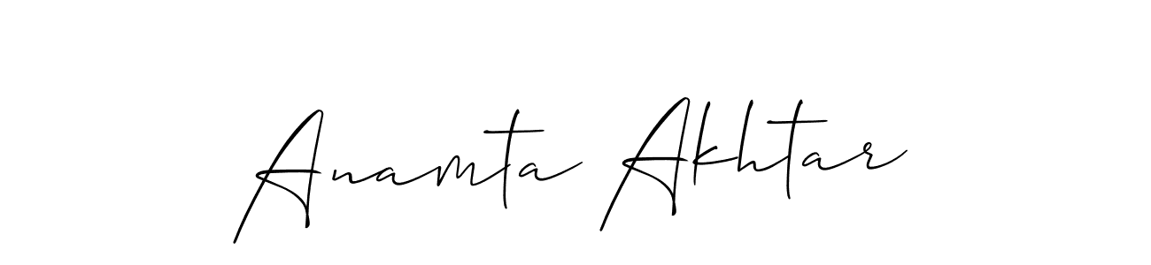 Also You can easily find your signature by using the search form. We will create Anamta Akhtar name handwritten signature images for you free of cost using Allison_Script sign style. Anamta Akhtar signature style 2 images and pictures png