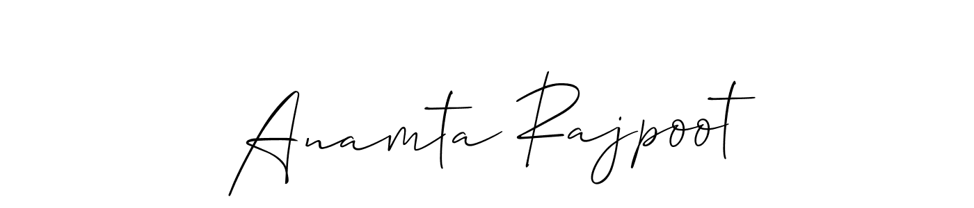 Also You can easily find your signature by using the search form. We will create Anamta Rajpoot name handwritten signature images for you free of cost using Allison_Script sign style. Anamta Rajpoot signature style 2 images and pictures png