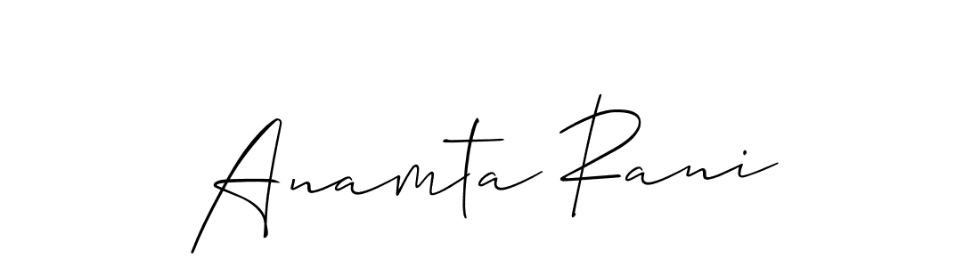 The best way (Allison_Script) to make a short signature is to pick only two or three words in your name. The name Anamta Rani include a total of six letters. For converting this name. Anamta Rani signature style 2 images and pictures png
