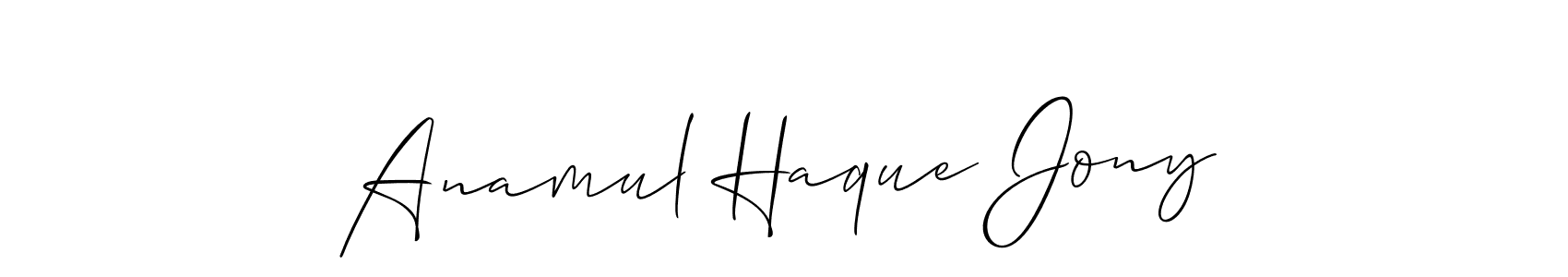 Also You can easily find your signature by using the search form. We will create Anamul Haque Jony name handwritten signature images for you free of cost using Allison_Script sign style. Anamul Haque Jony signature style 2 images and pictures png